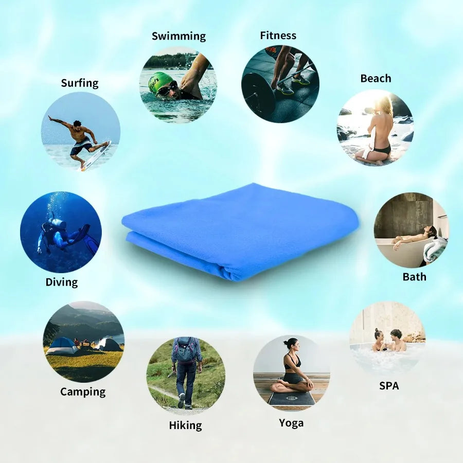 2PC Set Solid Microfiber Gym Towel