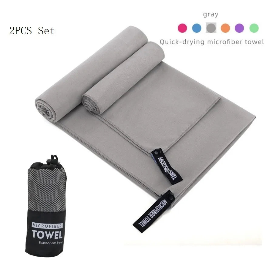 2PC Set Solid Microfiber Gym Towel