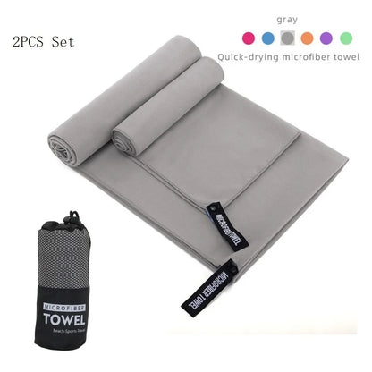 2PC Set Solid Microfiber Gym Towel