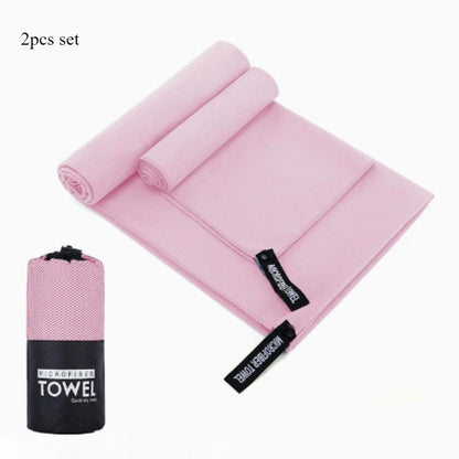 2PC Set Solid Microfiber Gym Towel