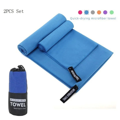 2PC Set Solid Microfiber Gym Towel